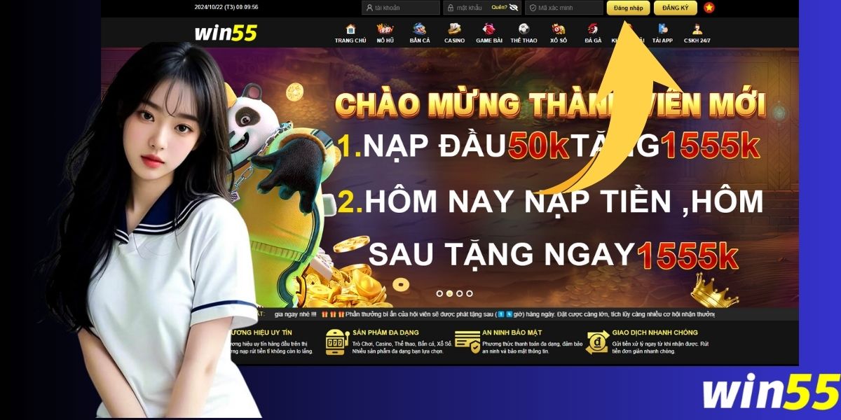 Cách đăng nhập Win55 trên phiên bản web